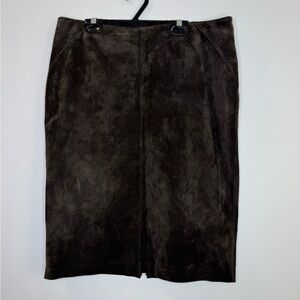 Danier dark Brown Suede two way back zipper Skirt size 10